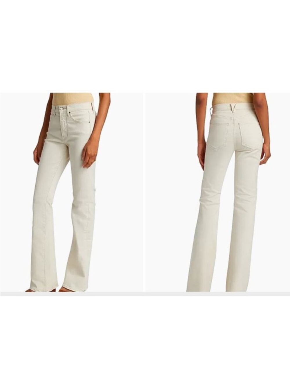 Veronica Beard High-Rise Flared Jeans in Off-White